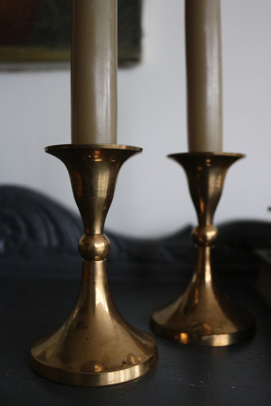 vintage brass candlesticks, set of 2