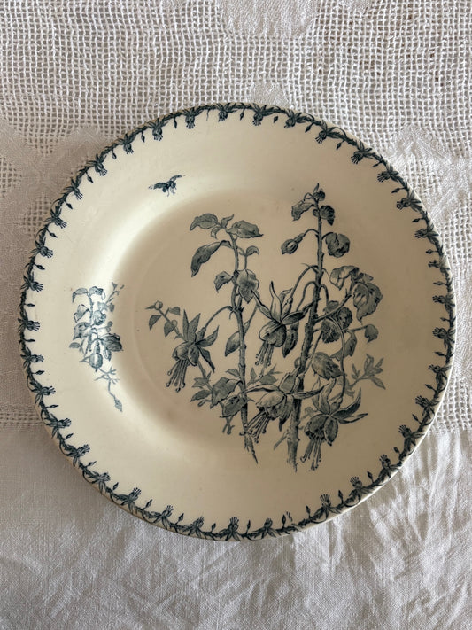 antique French Gien blue transferware plate