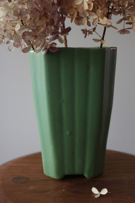green vase