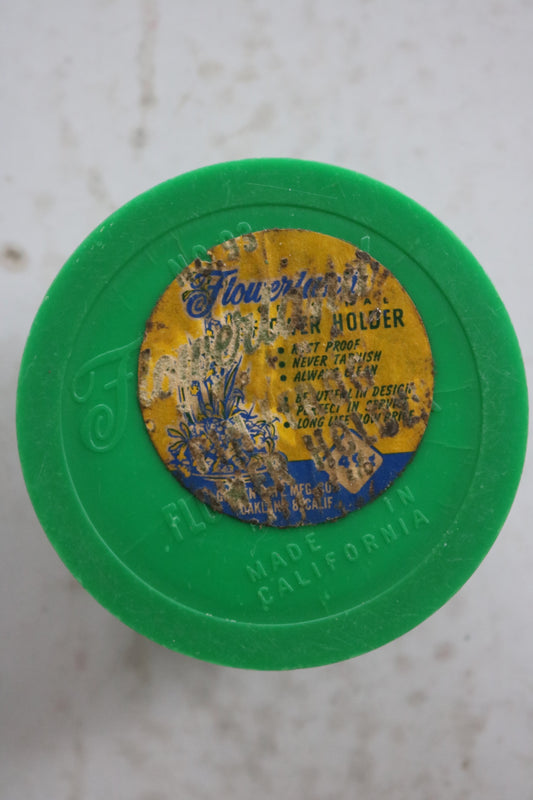 vintage green cage style flower frog