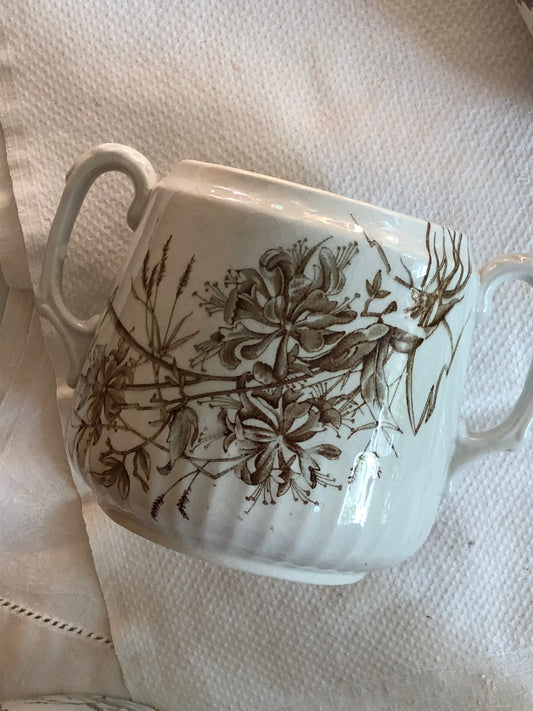 vintage brown & white transferware