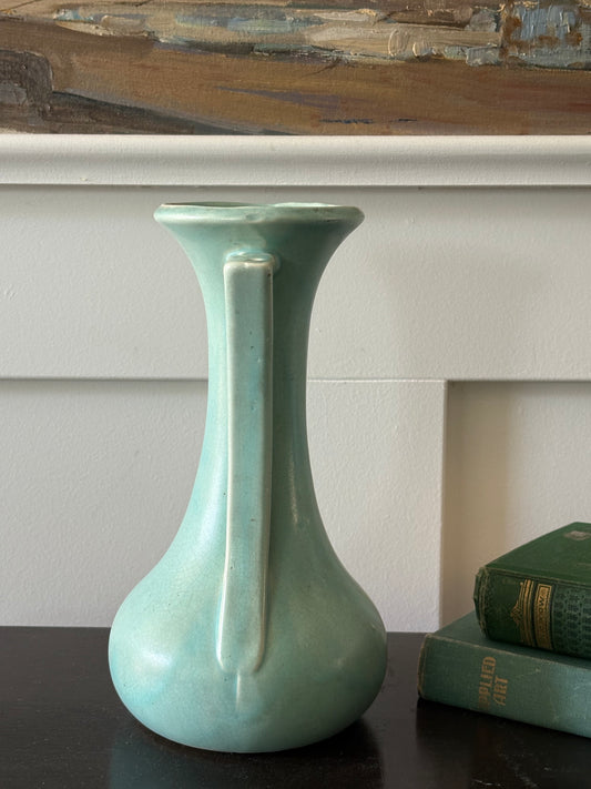 Vintage matte turquoise blue McCoy vase