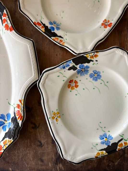 Antique English hand-painted 5-piece serving set 'Alfred Meakin'