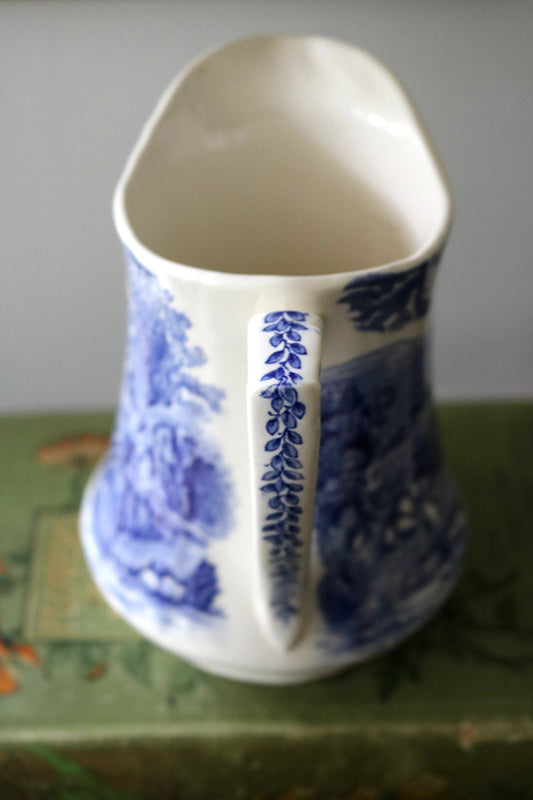 vintage blue transferware pitcher Alfred Meakin 'Tintern '