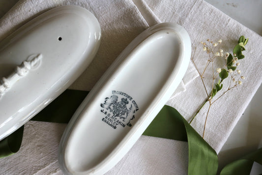 antique English Meakin Victorian Ironstone lidded toothbrush holder or jewelry box