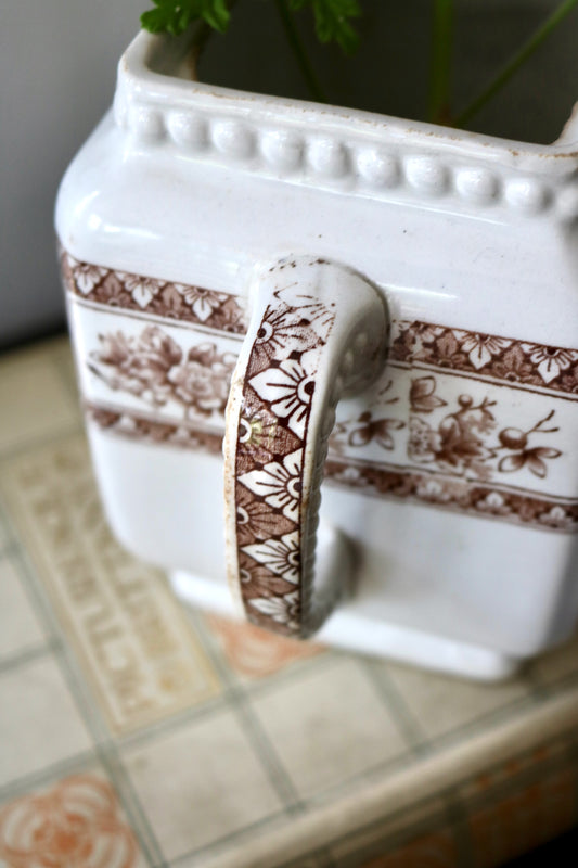 antique brown transferware ironstone by Wallace Gimson & Co.