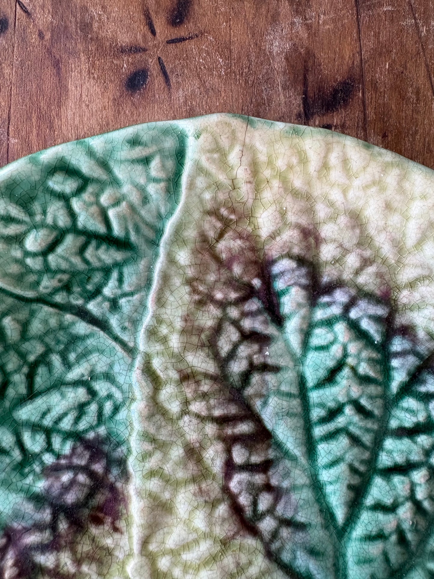 antique majolica begonia leaf plate