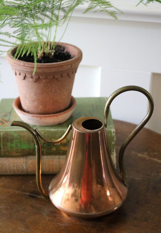 antique English copper and brass watering can