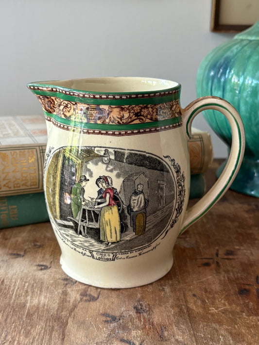 Antique English Tunstall jug 'Cries of London' WIlliam Adam's & Son