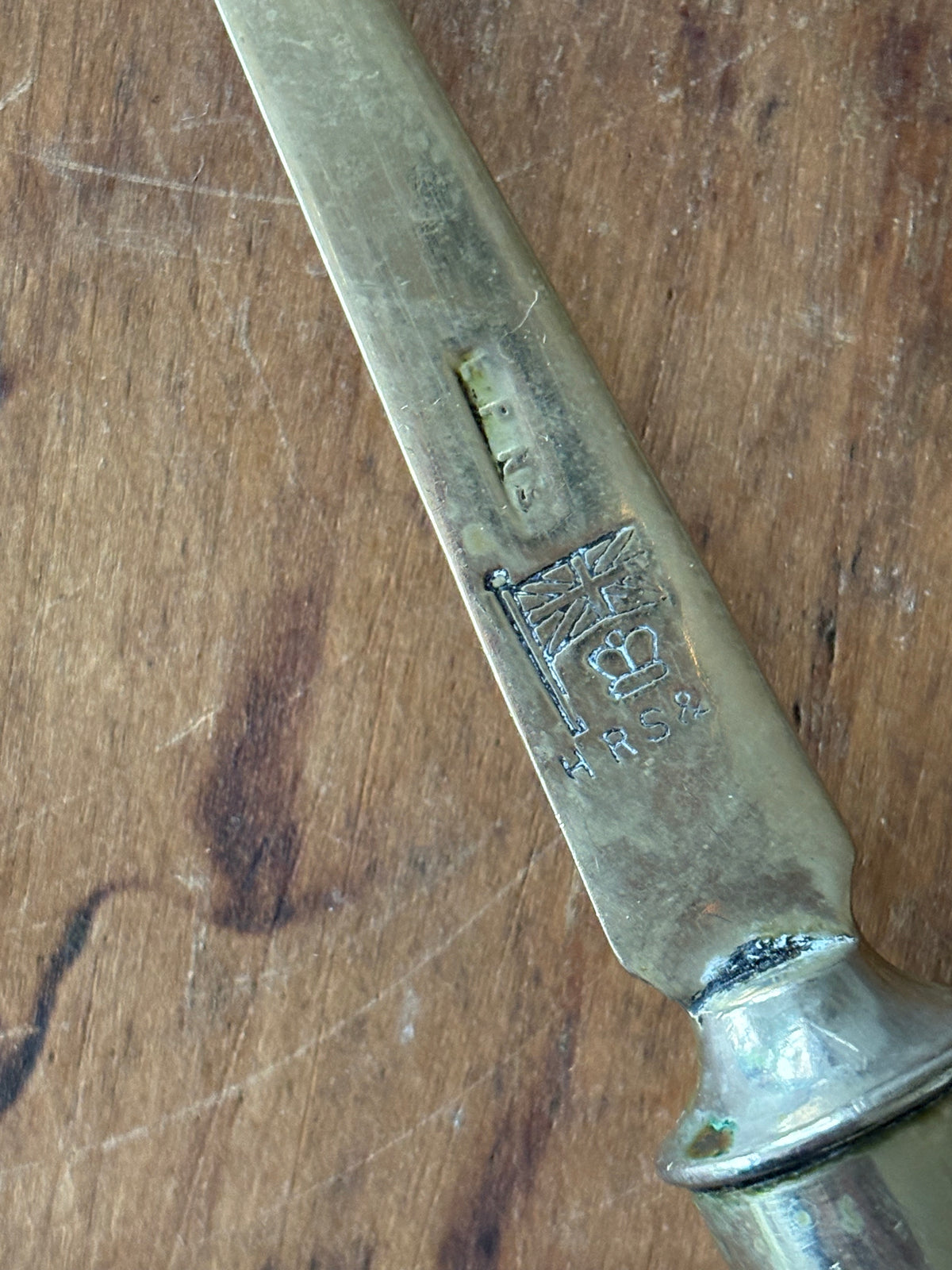 antique Victorian hand painted porcelain and silver plate serving spoon