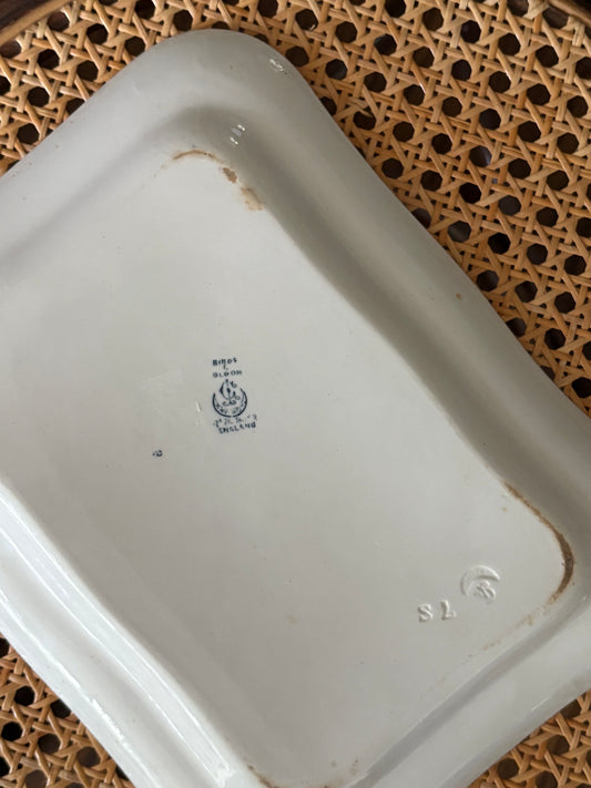 antique English transferware ironstone platter 'Birds & Blooms' George Jones & Sons