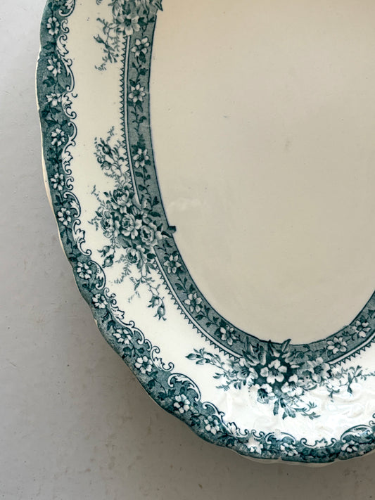 antique New Wharf 'Plymouth' English transferware platter