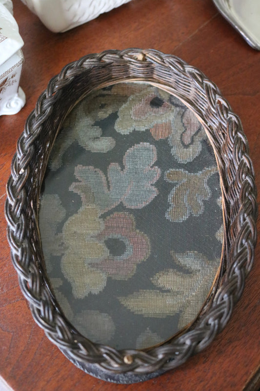 antique English arts & crafts wicker tray