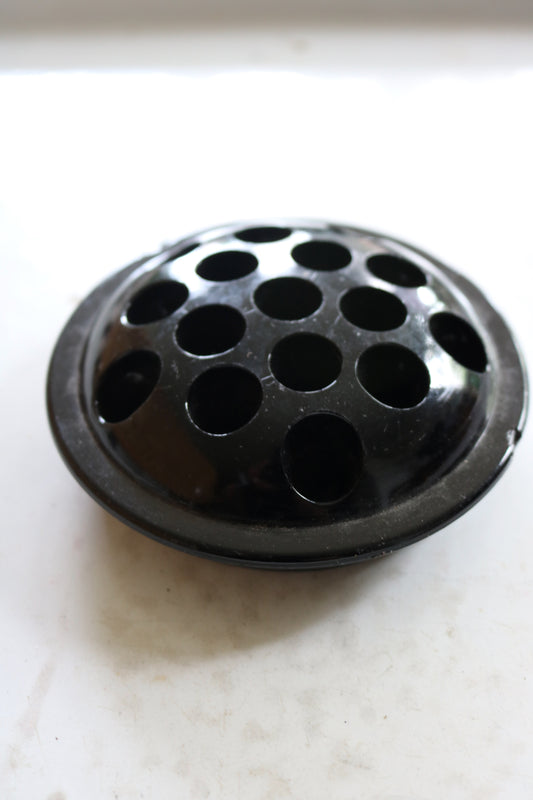 vintage black glass flower frog