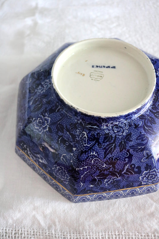 antique English Shelley blue chintz "Dragon" bowl