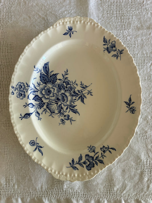 vintage English blue floral oval platter "Duval" by Grindley