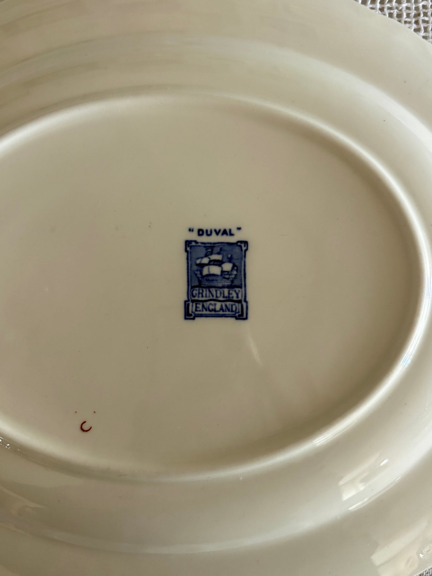 vintage English blue floral oval platter "Duval" by Grindley
