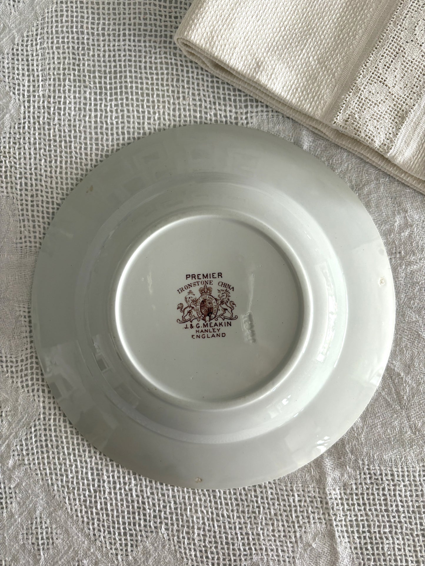 antique brown transferware soup bowl "Premier" J&G Meakin