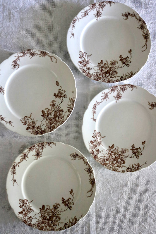 antique English brown transferware plate- 'Clifford' Colonial Pottery