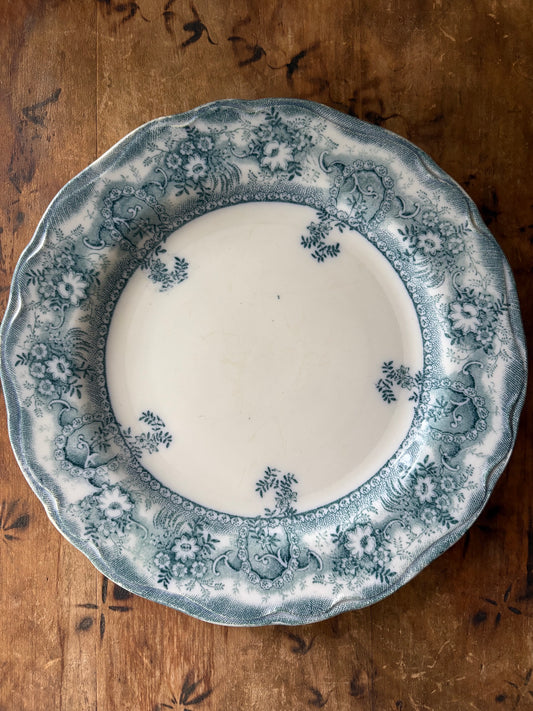 antique English teal blue transferware 'Clive' Stanley Pottery Co.- set of 2
