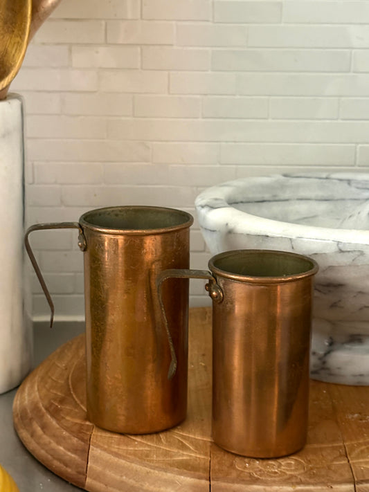antique English copper measuring cups