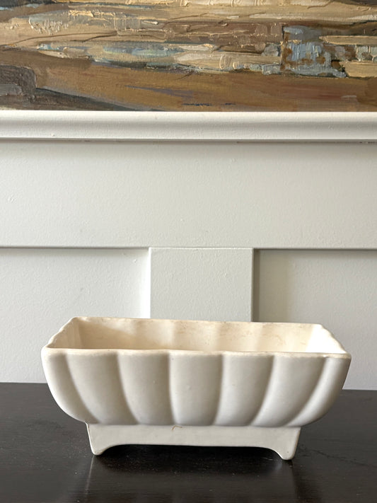 vintage cream white art pottery plant pot