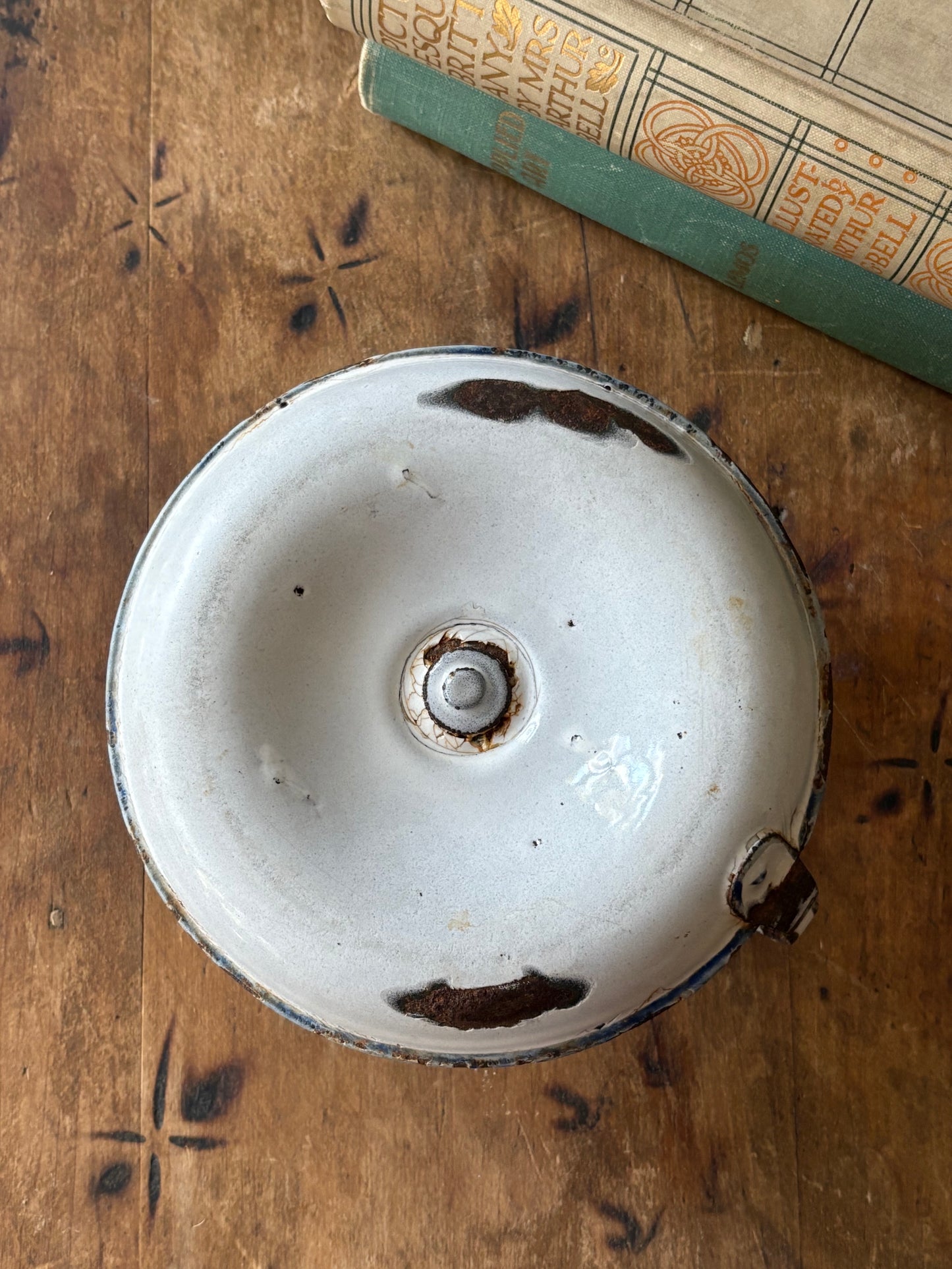 French white enamel chamberstick candleholder