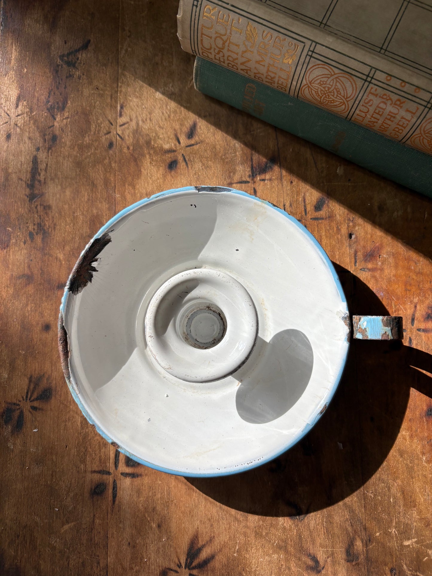 French enamel chamberstick candle holder