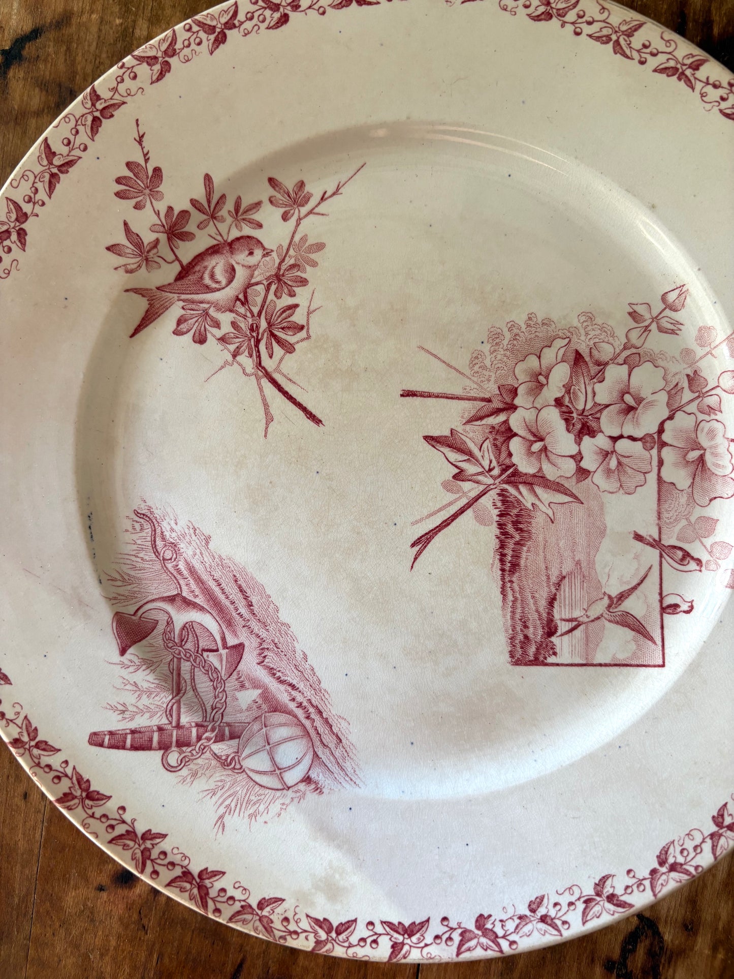 antique French transferware raised serving plate.