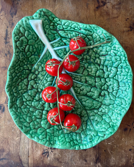vintage Bordallo Pinheiro majolica cabbage leaf bowl