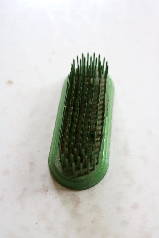 vintage green oblong flower frog Japanese kenzan style