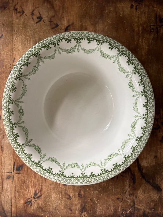Antique English green transferware bowl 'Malvern' Wood & Sons