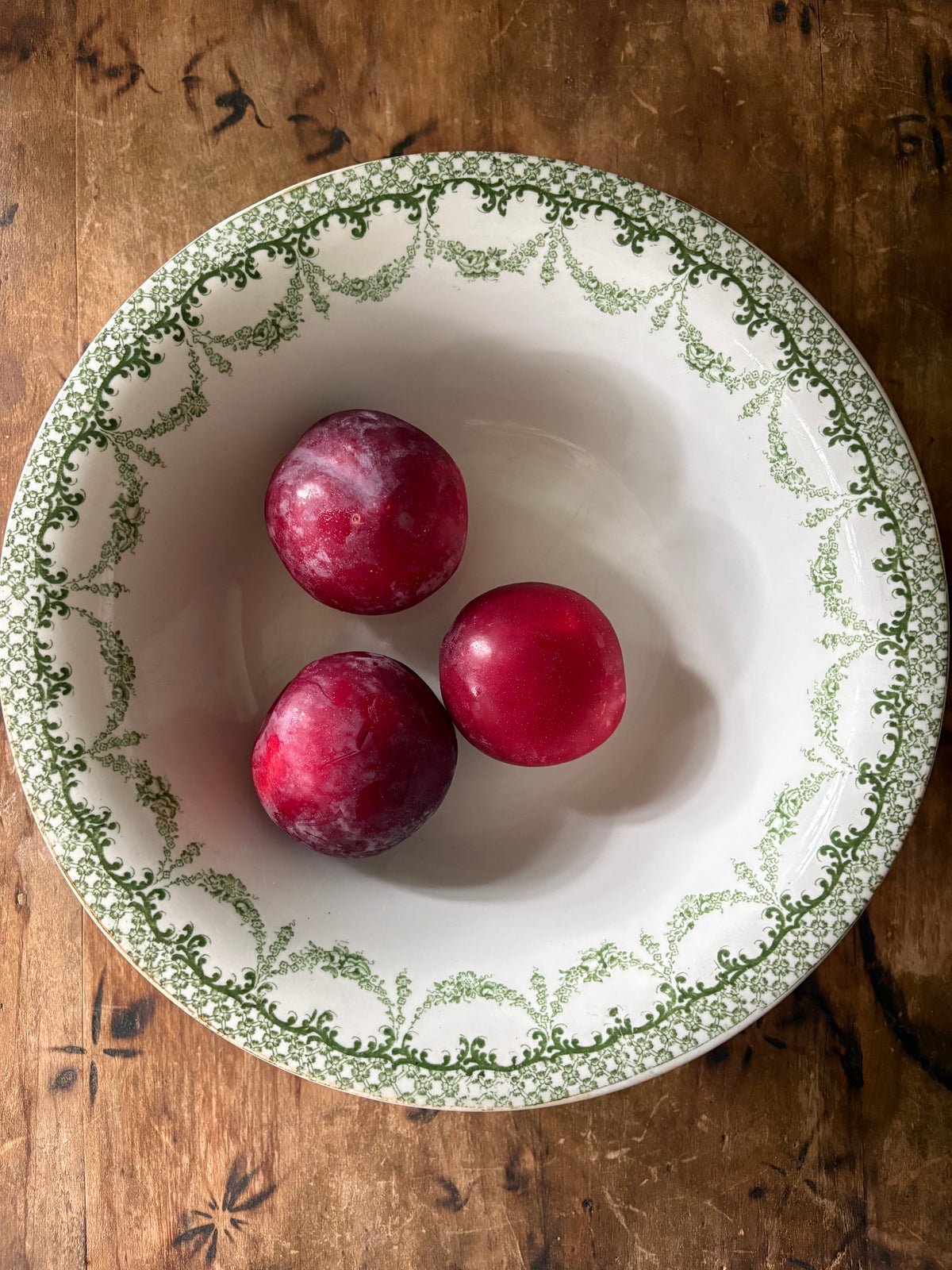 Antique English green transferware bowl 'Malvern' Wood & Sons