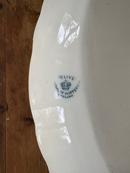 vintage large teal blue transferware platter 'Clive' by Stanley Pottery England