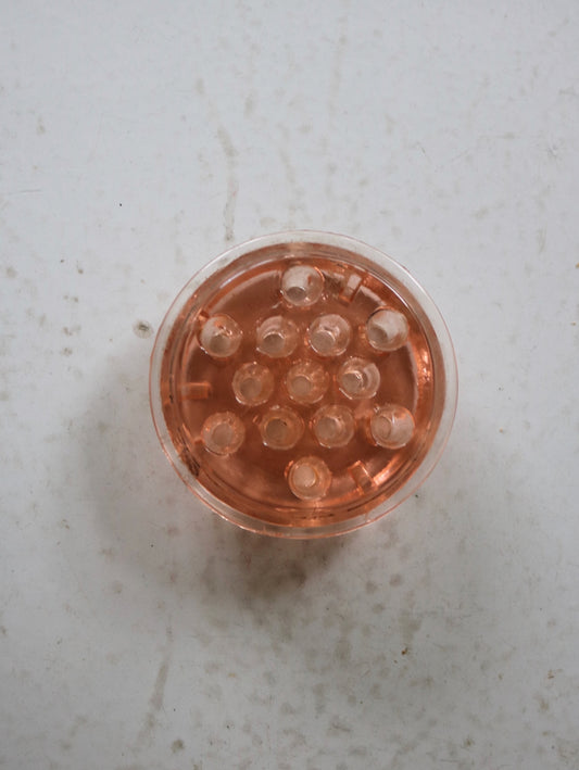 vintage pale peach depression glass flower frog