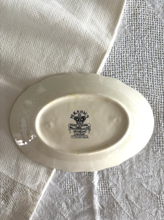 Mason's "Stratford" blue grey transferware oval serving dish