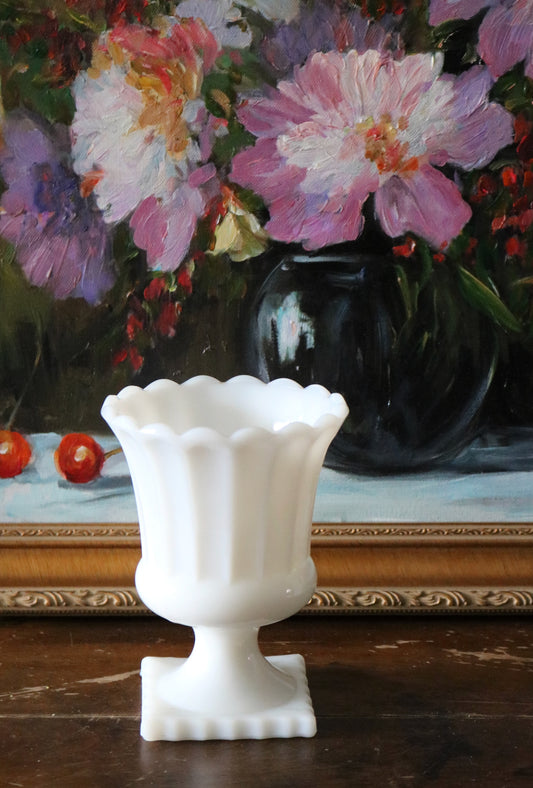 vintage milk glass planter vase