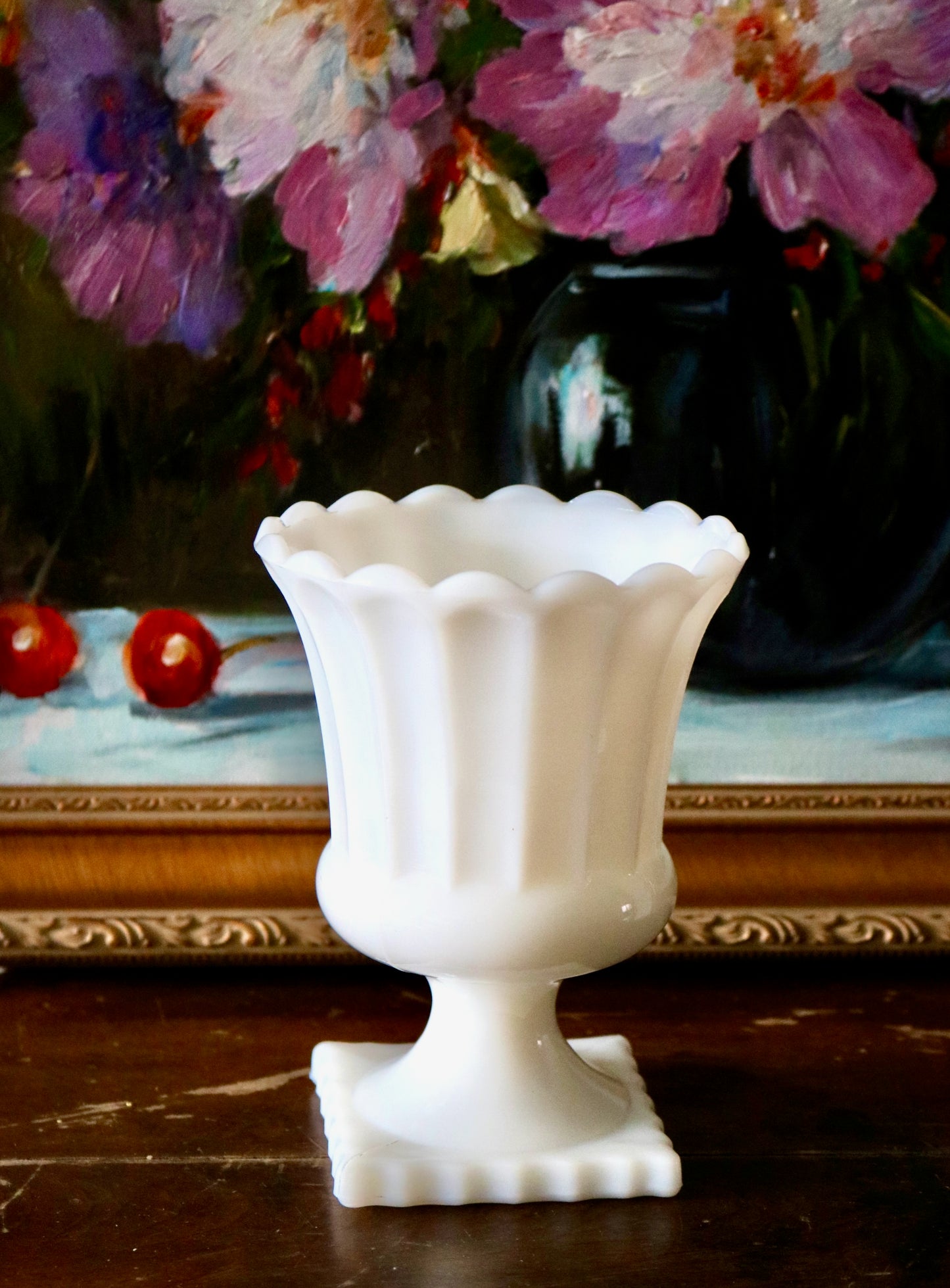 vintage milk glass planter vase