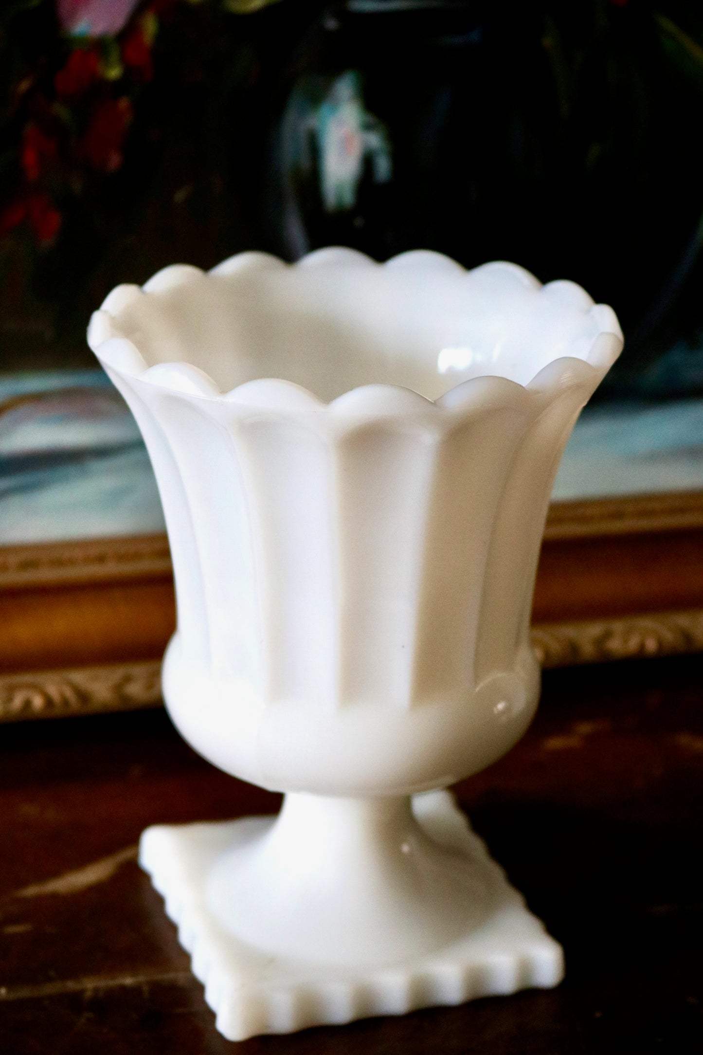 vintage milk glass planter vase