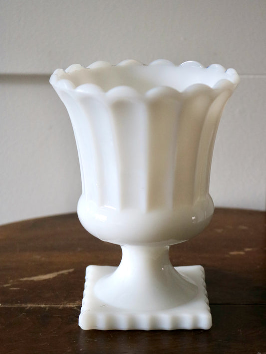 vintage milk glass planter vase