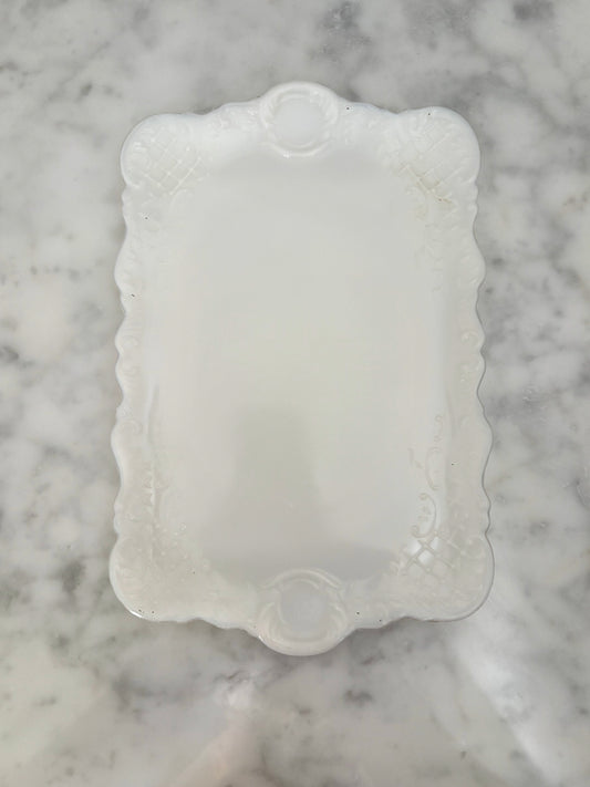Victorian milk glass dresser/vanity tray