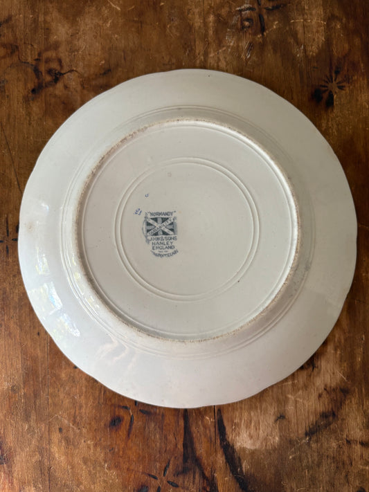 English blue floral transferware plate 'Normandy' by JH Weatherby & Sons