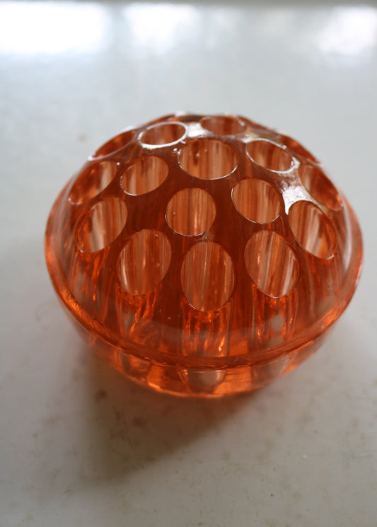 vintage peach depression glass frog
