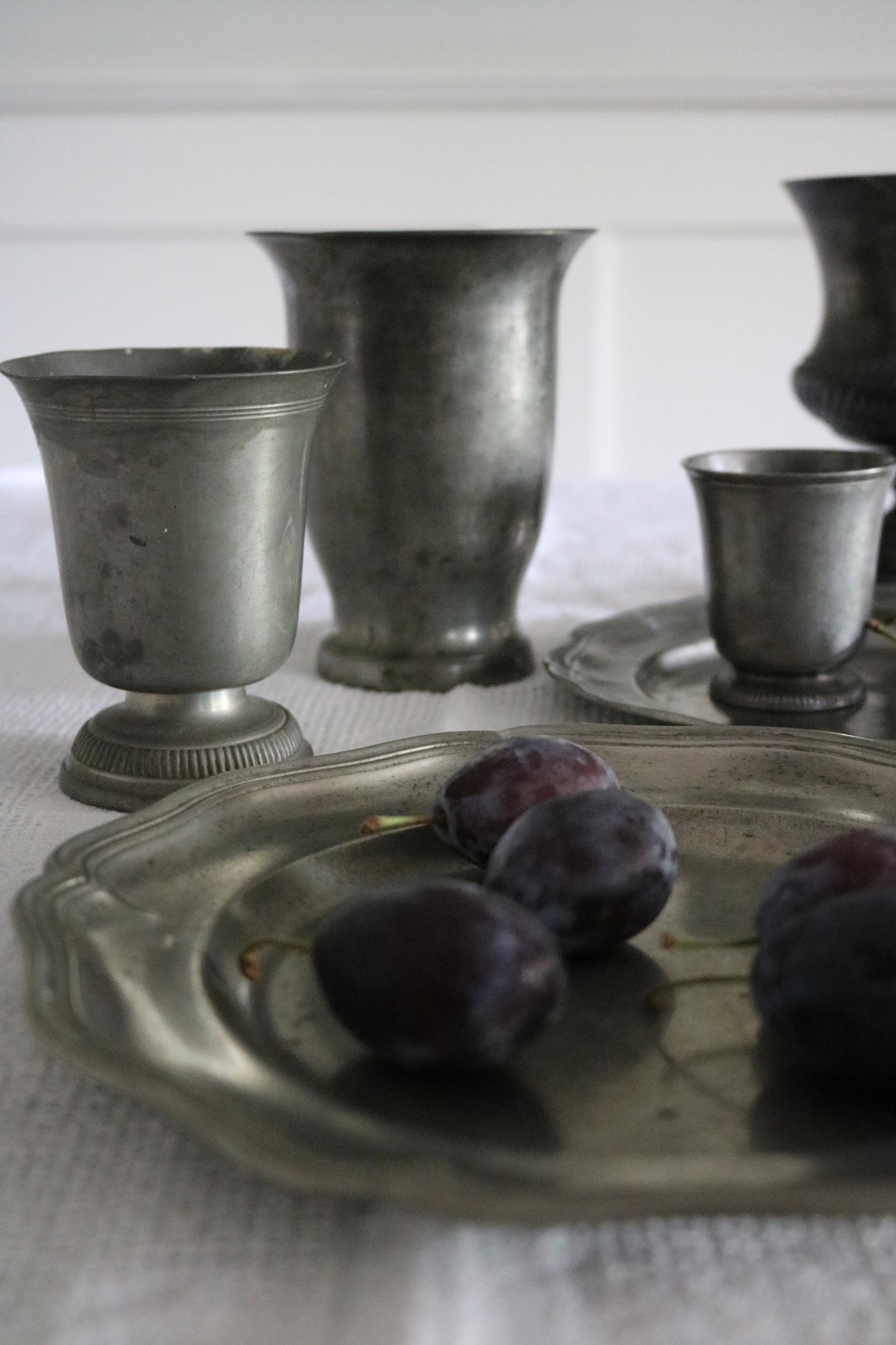 antique pewter cup / bud vase