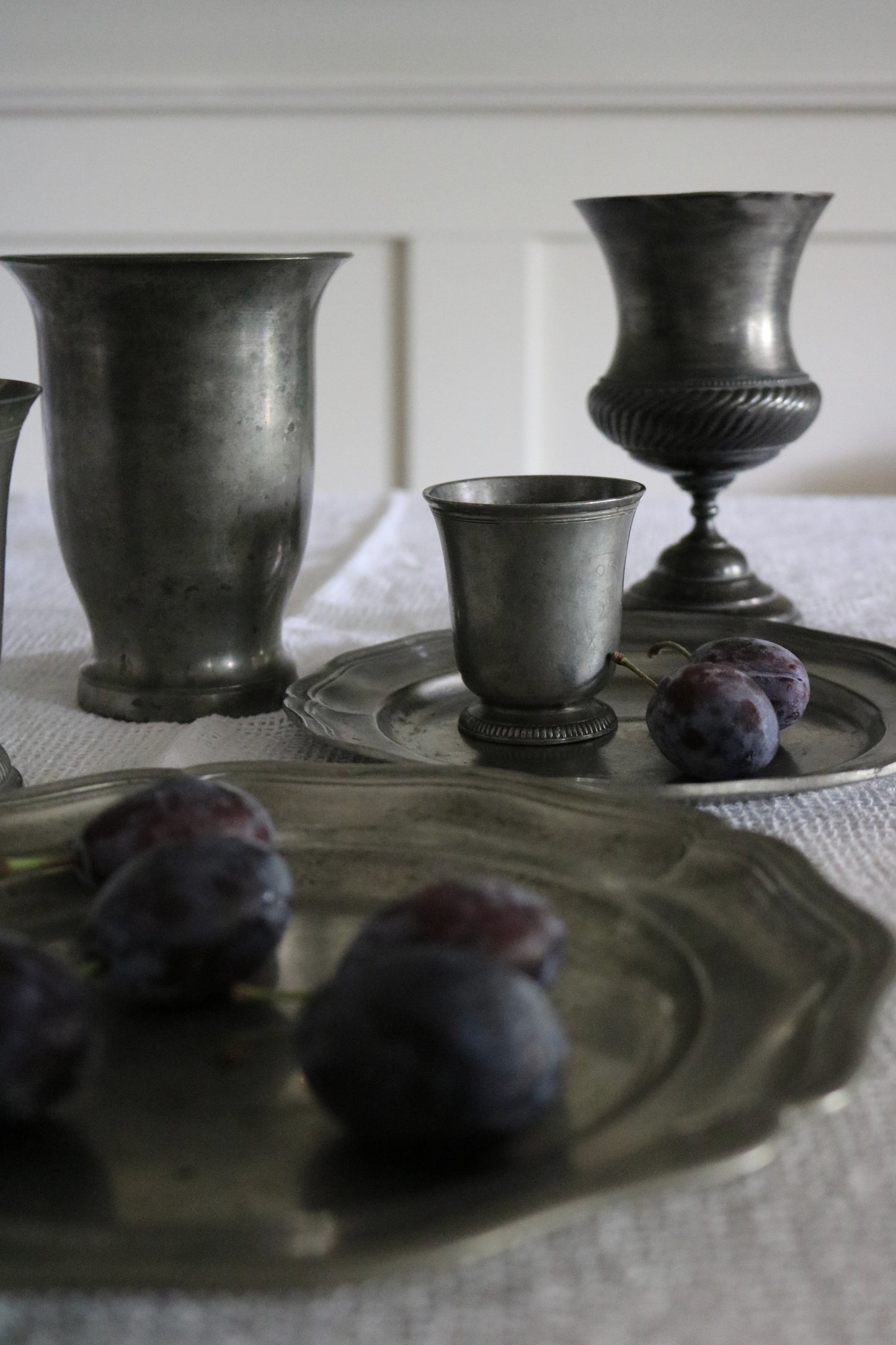 antique pewter cup / bud vase