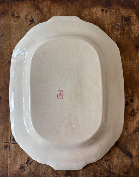 English art deco era red transferware serving platter - Palissy "Lakeland"