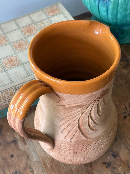 vintage glazed earthenware pitcher / jug