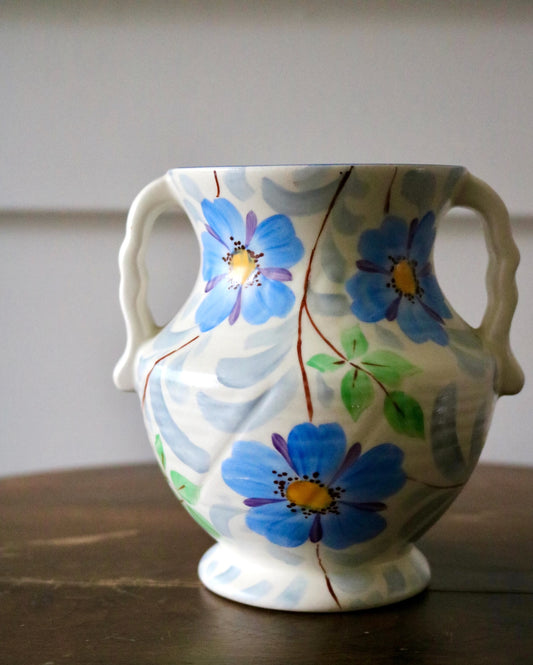 Beswick hand painted blue and ivory floral vase