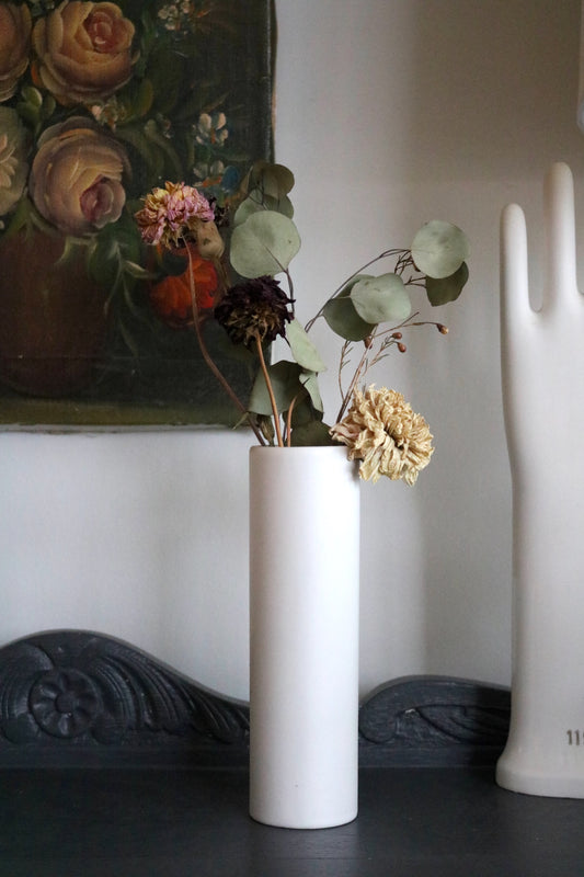 vintage German white ceramic bud vase