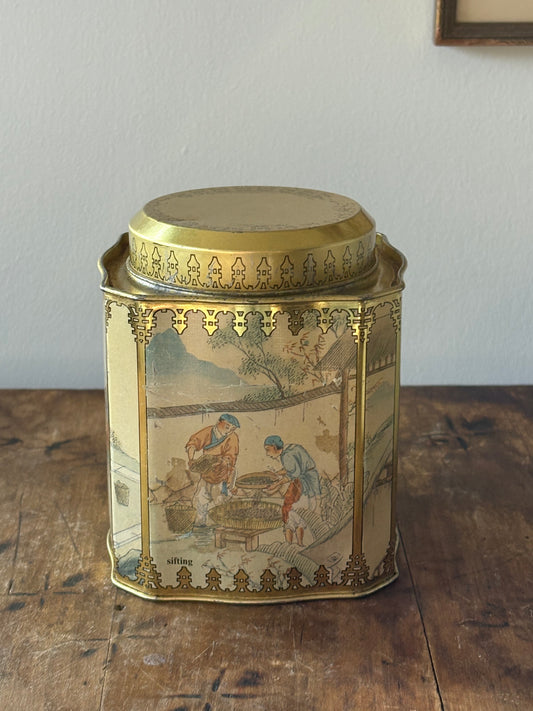 vintage English tea caddy tin